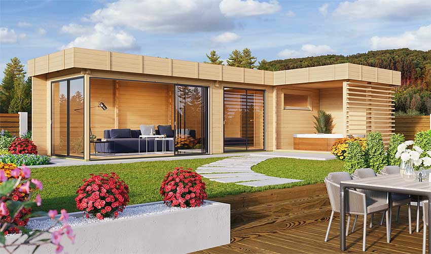 Gartenhaus Quieto mit Sauna und Terrasse