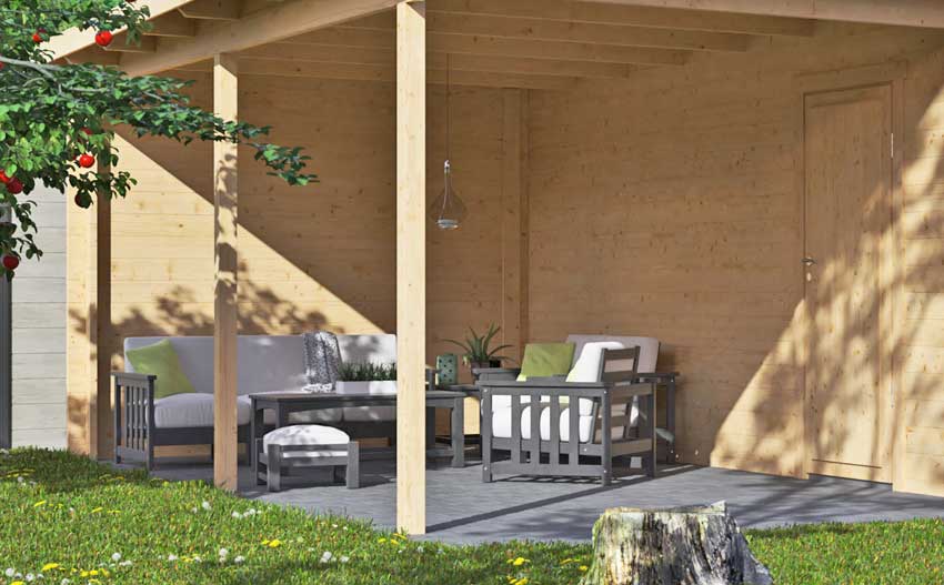Holzdoppelgarage mit Terrasse