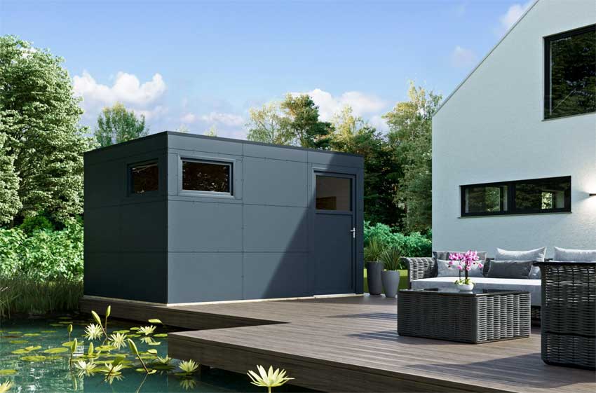 Premium HPL Design Gartenhaus Größe 2 anthrazit 